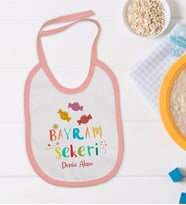 BK Kids Kişiye Özel Pembe Bebek Mama Önlüğü - Model 48