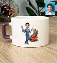 Kişiye Özel Karikatürlü Erkek Diş Hekimi Lüks Fincan Tıp Bayramı Hediyesi