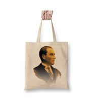 Mustafa Kemal Atatürk 011 Beyaz Bez Çanta Uzun Saplı Alışveriş Çantası Plaj Çantası