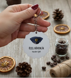 Kişiye Özel Özel Güvenlik Anahtarlık  Hediyesi (Bej)