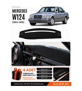 MERCEDES W124 (1984-1995) Uyumlu Torpido Örtüsü Torpido Kılıfı - Siyah
