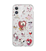 Iphone 11 Uyumlu Snoopy ve Kalp Tasarımlı Şeffaf Telefon Kılıfı