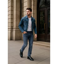 Erkek Likralı Regular Fit Düz Jean Pantolon Mavi