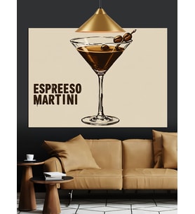 Espresso Martini Kokteyl Çizimi Dekoratif Kanvas - Mdf Ahşap Tablo