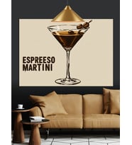 Espresso Martini Kokteyl Çizimi Dekoratif Kanvas - Mdf Ahşap Tablo
