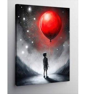Kanvas Tablo Kırmızı Uçan Balon Ve Çocuk