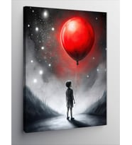 Kanvas Tablo Kırmızı Uçan Balon Ve Çocuk