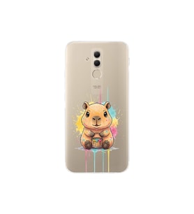 Huawei Mate 20 Lite ile Uyumlu Splash Kapibara Tasarımlı Şeffaf Silikon Kılıf