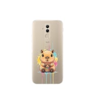 Huawei Mate 20 Lite ile Uyumlu Splash Kapibara Tasarımlı Şeffaf Silikon Kılıf