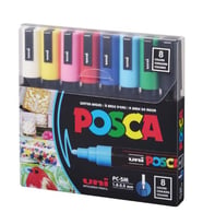 Uni Posca Su Bazlı Marker Seti 8li Ana Renkler 1.8 2.5mm PC5M