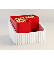 3D Baskı Fıstık Kasesi - Çift Hazneli Kabuk Ayırıcı Sunum Kasesi - Beyaz Kırmızı