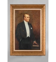 EV İŞYERİ OFİS İÇİN ALTIN ÇERÇEVELİ PASPARTULU ATATÜRK TABLO S721