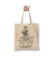Pug Bodybuilder Köpek Fitness Spor Beyaz Bez Çanta Uzun Saplı Alışveriş Çantası Plaj Çantası