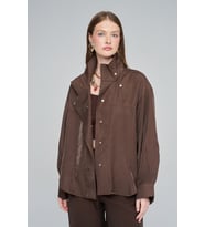 Kadın Çıtçıtlı Dik Yaka Modern Dökümlü Ceket