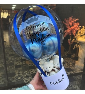 Mavi Temalı Erkek Bebek Hediyesi Balon Kutusu
