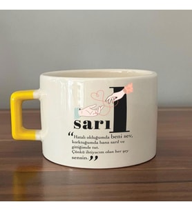 Sarıl Baskılı Sarı Kulplu C Fincan