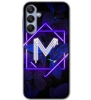 Galaxy A35 Kılıf HD Desen Baskılı Kılıf - Dark Neon Yaprak M Harfi