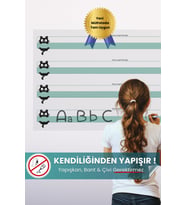 Kedili Kılavuz Çizgili Yazı Tahtası, Yeni Müfredata Uygun, İz Bırakmayan Sihirli Akıllı Kağıt Tahta