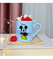 Mickey Mouse Tasarımlı Kişiye Özel Mavi Türk Kahvesi Fincanı