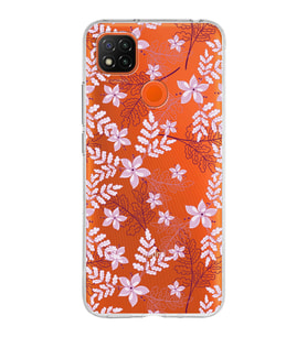 Xiaomi Redmi 9C Uyumlu Kapak Floral Pudra Tasarımlı Şeffaf Silikon Kılıf