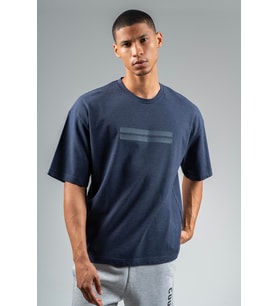Maraton Oversize Erkek Bisiklet Yaka Açık Lacivert T-shirt