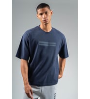 Maraton Oversize Erkek Bisiklet Yaka Açık Lacivert T-shirt