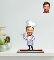 Kişiye Özel Pizza Şefi Temalı Karikatür Ahşap Biblo