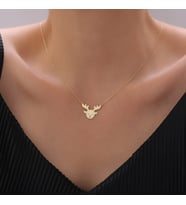 925 Ayar Gümüş Yılbaşı Geyik Kolye (Gold)