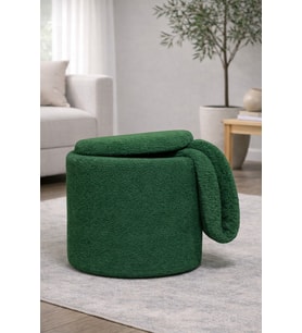 Yeşil Peluş Sandıklı Çok Amaçlı Puf Koltuk