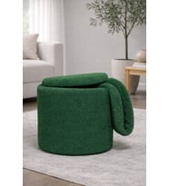 Yeşil Peluş Sandıklı Çok Amaçlı Puf Koltuk