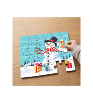 Gülen Kardan Adam Tasarımlı 24 Parça Ahşap Çocuk Puzzle