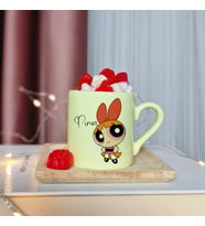 Power Puff Girls Blossom Tasarımlı Kişiye Özel Sarı Türk Kahvesi Fincanı