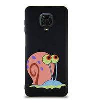 Xiaomi Redmi Note 9 Pro Soft Premier Kapak Salyangoz Gary Tasarımlı Silikon Kılıf - Siyah (Şeffaf)