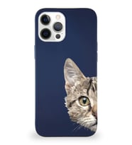 Apple iPhone 12 Pro Max Soft Premier Kapak Catface Tasarımlı Silikon Kılıf - Lacivert (Şeffaf)