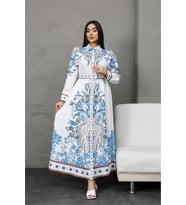 Neşeli butik kadın tasarım gömlek elbise NBMS25016 (Mavi)