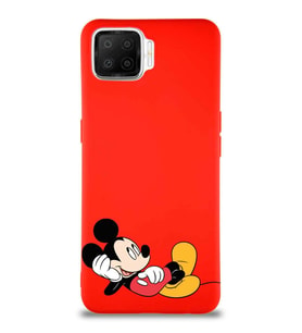 Oppo A73 Soft Premier Kapak Mickey Mouse-F Tasarımlı Silikon Kılıf - Kırmızı (Şeffaf)