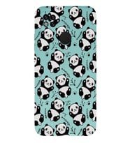 Xiaomi Redmi 9C Uyumlu Lansman Kılıf Panda Tasarımlı İçi Kadife Kapak-Turkuaz (Şeffaf)
