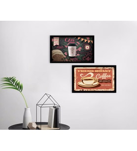BK Home Coffee Tasarımlı Dekoratif 2'li Ahşap Siyah Çerçeveli Tablo-12
