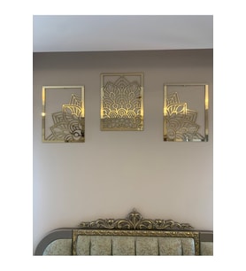 Numa Concept Lotus Çiçeği 3'lü Gold Pleksi Tablo
