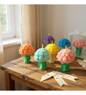 Mumelia Candles Gül Buket - Doğal Soya Hediyelik Mum - 15 Adet