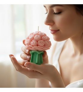 Mumelia Candles Gül Buket Mum - Doğal Soya, El Yapımı, Hediyelik - 15 Adet