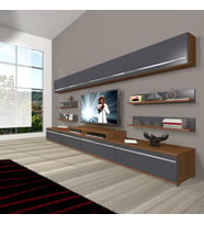 Decoraktiv Ekoflex 360Y Mdf Tv Ünitesi Tv Sehpası - Ceviz Antrasit (Antrasit - Ceviz)