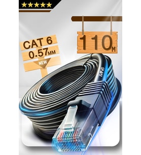 MN6 M107X 110 Metre internet kablosu/CAT6 iki kat korumalı UTP 0,57MM/İç dış mekan/110M ethernet kablosu