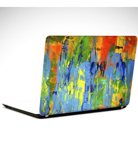 Mavi ve Yeşilli Soyut Laptop Sticker 12 İnch (29X24CM)