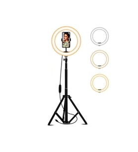 Youtuber Led Işıklı Halka, Selfie ve Yayıncı Makyaj Işığı, 210 cm Tripod