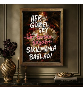 BK Gift Vintage Klasik Sanat Esprili Sözlü Masif Ahşap Çerçeveli Dekoratif Tablo - 37