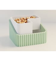 3D Baskı Fıstık Kasesi - Çift Hazneli Kabuk Ayırıcı Sunum Kasesi - Mint Beyaz