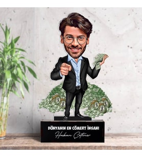 Kişiye Özel Zengin Erkek Karikatürlü Biblo