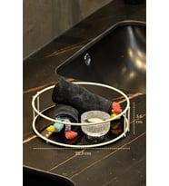Bej Banyo Organizer Kozmetik Takı Parfüm Havlu Düzenleyici Pleksili Paslanmaz Metal