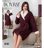 pilelistore Boyraz 0043 Kadın Sharpi Welsolf Sabahlık (Mürdüm)